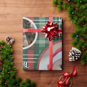 Rot & Grün Buffalo Karo personalisierte Weihnachts Geschenkpapier