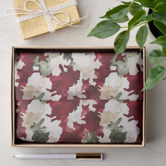 Rot Grün Camo Geburtstag Seidenpapier (Geschenk)