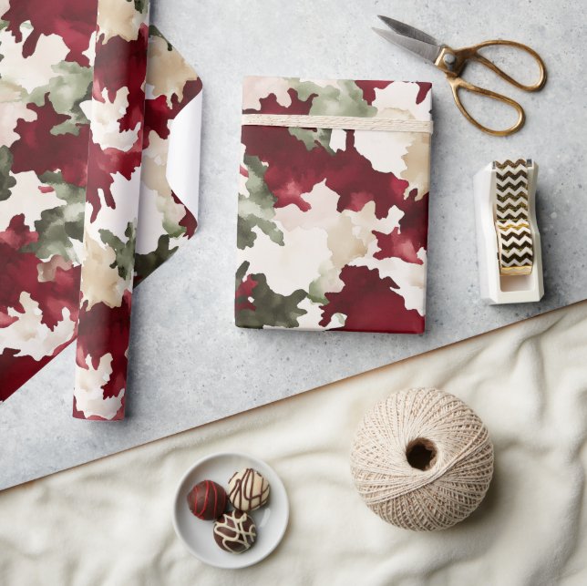 Rot Grün Creme Camo Geschenkpapier (Kunsthandwerk)