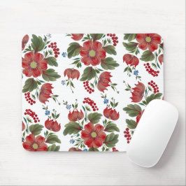Rot & Grün Florales Volkskunst-Mauspad Mousepad