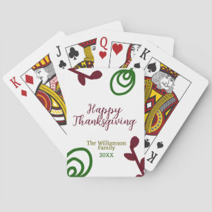Rot grün frohes Erntedankfest floral Blatt Herbst Spielkarten