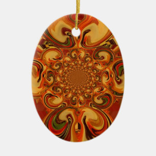 Rot grün gelb Cool Retro Vintage Blumen Design Keramikornament