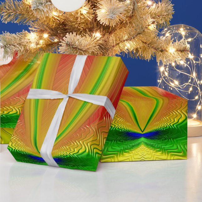 ~ Rot-Grün-Gelb-Fraktal ~ Weihnachten Geschenkpapier (Feiertage)