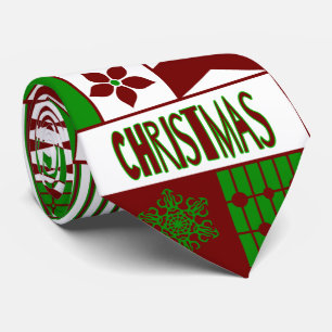 Rot/Grün Geometrisches Muster Frohe Weihnachtsfeie Krawatte