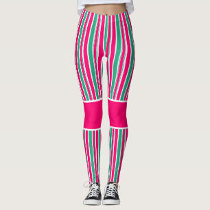 Rot-grün gestreiftes horizontales Muster Leggings