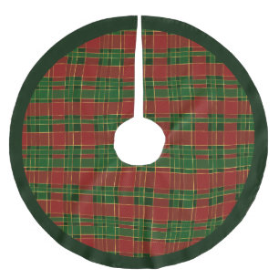 Rot Grün Gold Karomuster Feiertag Polyester Weihnachtsbaumdecke