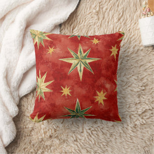 Rot Grün Gold Sterne Weihnachten Kissen