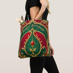 Rot Grün Gold Weihnachten Tote Bag