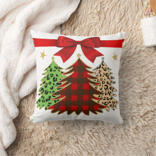 Rot, Grün, Gold Weihnachtsbaum Doppelseitig Kissen