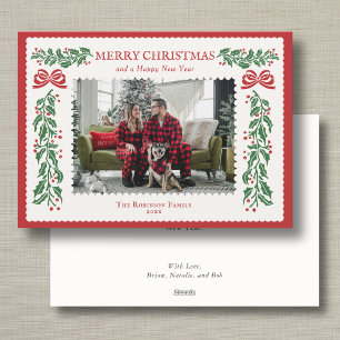 Rot Grün Holly Girlande Frohe Weihnachten 1 Foto  