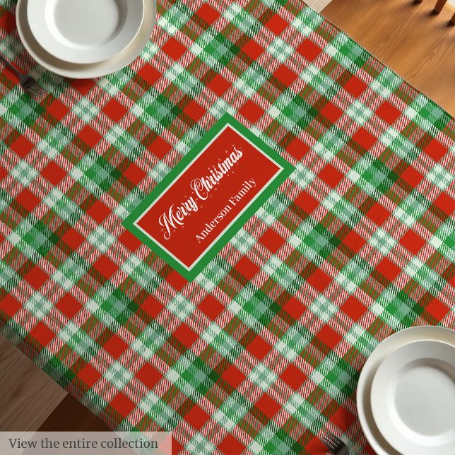 Rot-grün karierte Tischdecke im traditionellen Sti (Red Green Checkered Tablecloth Traditional Style)