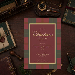 Rot-grün kariertes klassisches Weihnachtsfest Einladung