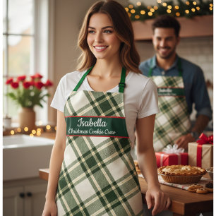 Rot Grün Karo-Schottenmuster Weihnachts-Schürze pe Schürze