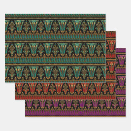 Rot, Grün, Lila und Gold Art Déco Geschenkpapier Set