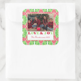 Rot-Grün-Mosaik-Foto-Aufkleber Quadratischer Aufkleber