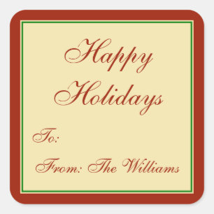 Rot-Grün Personalisierte Weihnachtsgeschenke Aufkl Quadratischer Aufkleber