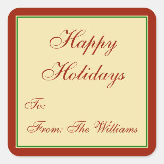 Rot-Grün Personalisierte Weihnachtsgeschenke Aufkl Quadratischer Aufkleber