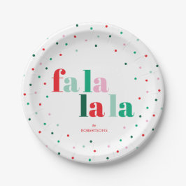 Rot Grün Pink Fa La La La Weihnachts-Papierteller Pappteller