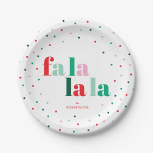 Rot Grün Pink Fa La La La Weihnachts-Papierteller Pappteller