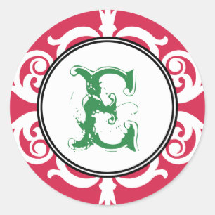 Rot-Grün-Punk-Monogramm-Gastgeschenk Hochzeit Runder Aufkleber