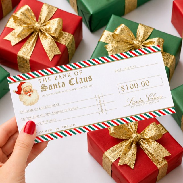 Rot Grün Santa Scheck Geschenkgutschein Karte (Von Creator hochgeladen)