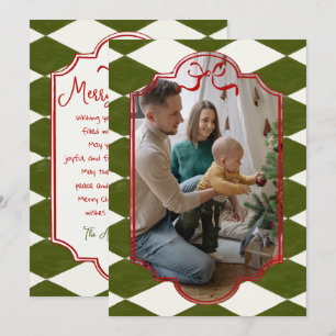 Rot Grün Schleife Karo Rahmen Foto Weihnachten