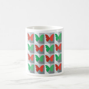 Rot-Grün-Schmetterlingsmuster Kaffeetasse