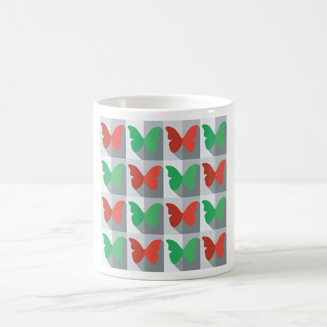Rot-Grün-Schmetterlingsmuster Kaffeetasse (Von Creator hochgeladen)