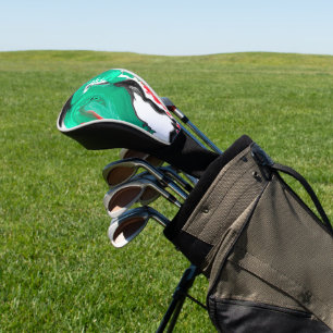 Rot, Grün, Schwarz und Weiß-Marmorfliesen Kunst Golf Headcover