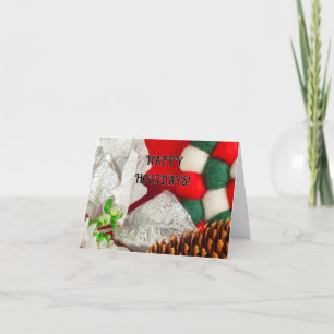 Rot, Grün, Silber, Weiße Weihnachtsspass Feiertagskarte