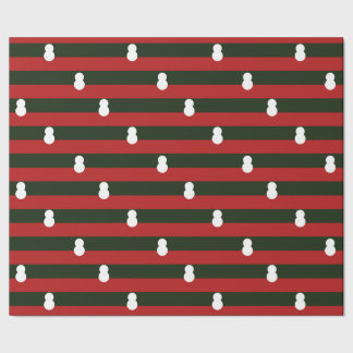 Rot Grün Streifen Schneemann Minimalistisches Weih Geschenkpapier