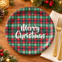 Rot Grün Tartan Karo Weihnachts-Schneeflocken