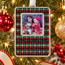 Rot Grün Tartan Karo Weihnachts-Schneeflocken