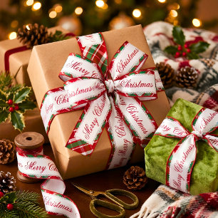 Rot Grün Tartan Spitze Weihnachten Satinband