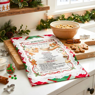 Rot Grün Tartan Spitze Weihnachtsplätzchen-Mix-Rez Geschirrtuch