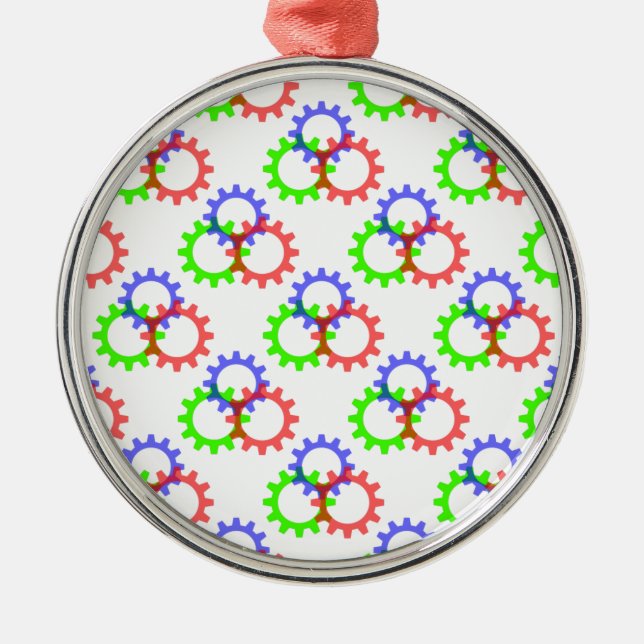 Rot, Grün und Blau Silbernes Ornament (Vorne)