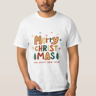 Rot, Grün und Gelb Illustratives Weihnachten  T-Shirt