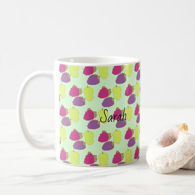 Rot, Grün und Lila Kaffeetasse (Mit Donut)