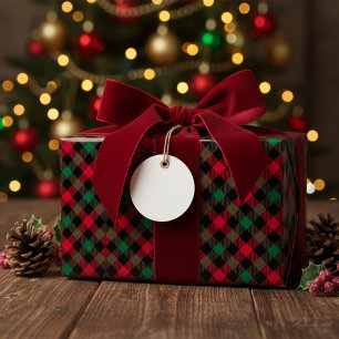Rot, Grün und Schwarz Weihnachtsbüffel Kariert Geschenkpapier