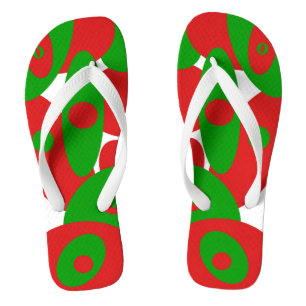 Rot, Grün und Weiß Flip Flops