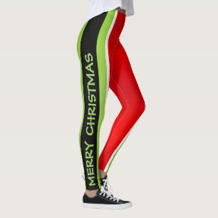 Rot Grün und Weiß mit Frohe Weihnachten Text Leggings