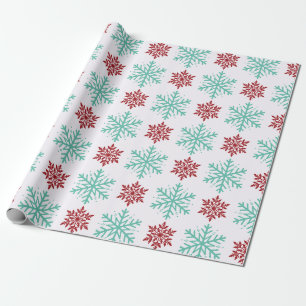 Rot, Grün und Weiß Snowflake Lane Weihnachtsverpac Geschenkpapier