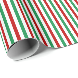 Rot, grün und Weiß Stripes Weihnachten Geschenkpapier
