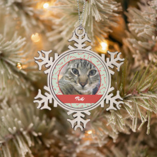 Rot, Grün und Weiß Zuckerstangen-Weihnachtsmuster Schneeflocken Zinn-Ornament