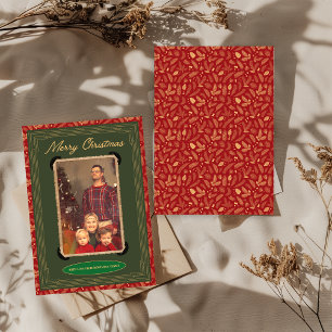 Rot Grün Vintage-Foto-Weihnachtskarte Einladung