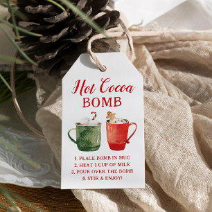 Rot-Grün-Wasserfarbe-Hot-Cocoa-Bomb-Anhänger Geschenkanhänger