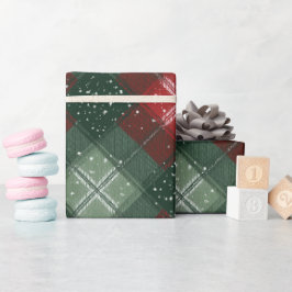 Rot Grün Weihnachten Schnee Karo Muster Geschenkpapier