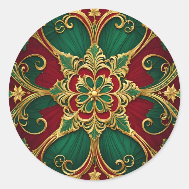 Rot-Grün-Weihnachtsaufkleber Runder Aufkleber (Vorderseite)