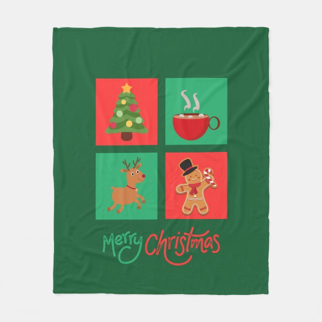 Rot-Grün-Weihnachtsdesign Fleecedecke (Vorderseite)