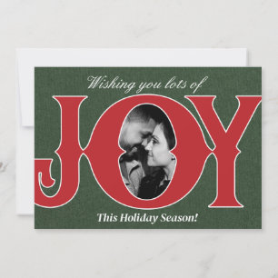 Rot & Grün Weihnachtsfreude JOY Foto Weihnachtskar Einladung